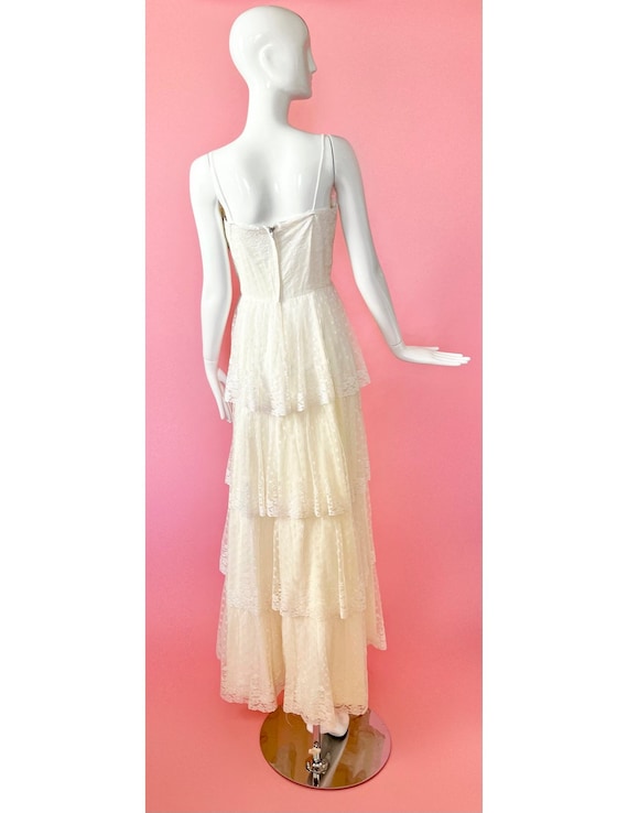 The Tinsley Gown; 1970s Tiered Lace Wedding Dress - image 2