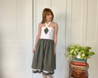 S/M 1980s does 1950s Valentino Convertible Strap Dress