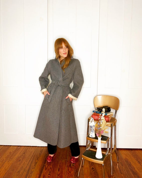 70s grey wool coat - Gem