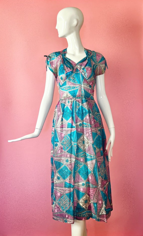 Xs/S 1930s Pastel Sheer Silk Crepe Dress