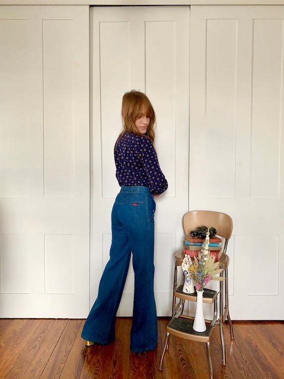 Xs 1970s Landlubber Denim Bellbottoms Blue Jeans