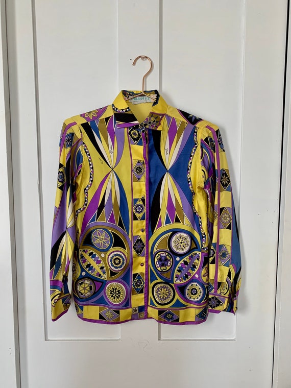 Xs/S 1960s Emilio Pucci Signature Vibrant Print Bl