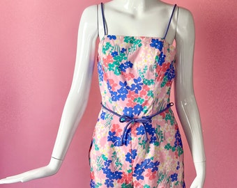 Xs/S Sea Waves Pastel Floral Sun Suit Romper