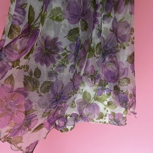 1960s Coco California Purple Floral Chiffon Gown image 6