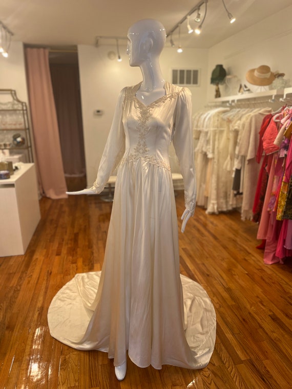 1940s Liquid Satin Wedding Gown