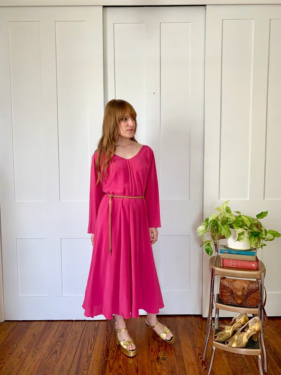 Vintage Fuchsia Silk Tent Dress