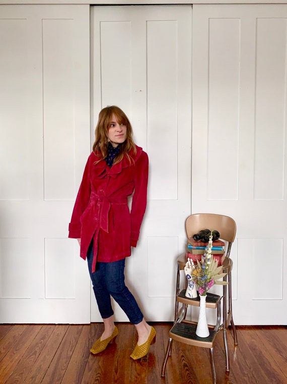 Vintage Deadstock Burgundy Suede Leather Jacket