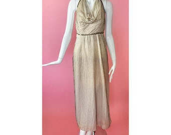 The Garbo Gown; 1960s Beaded Halter Maxi Dress