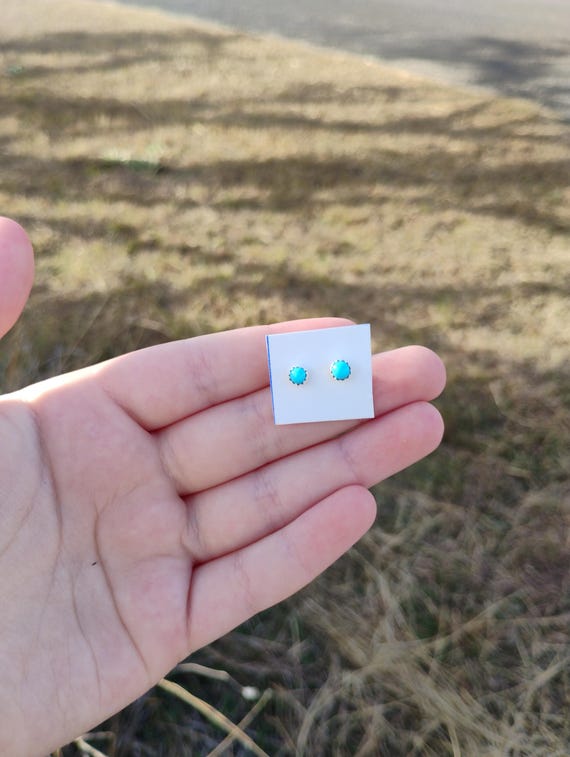 Native made turquoise studs - image 3