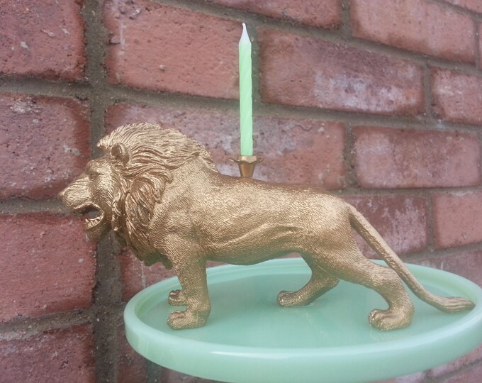 Gold Birthday Cake Lion Candle Holder Etsy