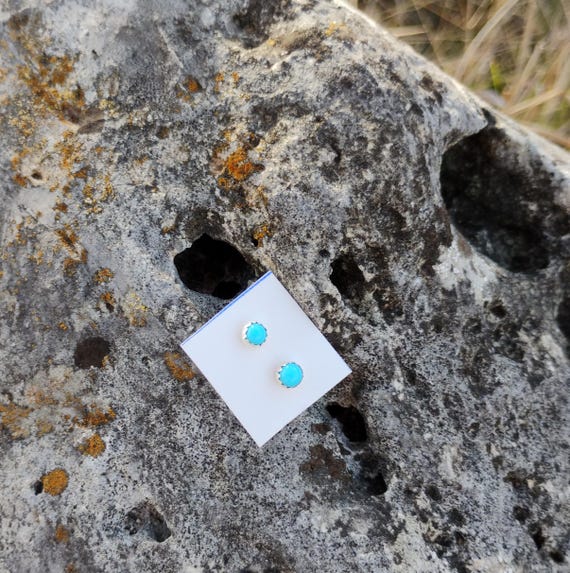 Native made turquoise studs - image 1