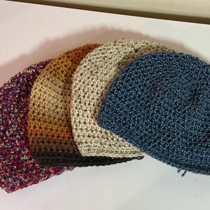 Crochet mens hat, LOT OF 4, chemo cap, basic beanie, acrylic, seamless, ready to ship