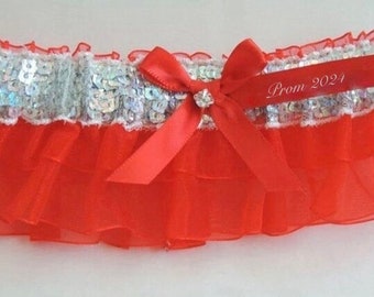 Red Prom Garter. Custom Colors Prom Garter.