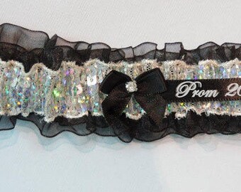 Snobal garter. Black Prom Garter, Custom Colors Prom Garter