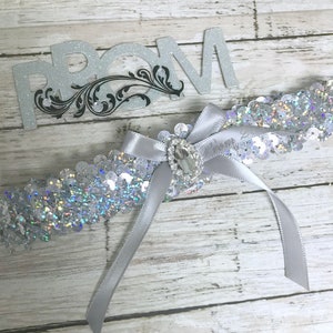 Prom Garters.   Silver Prom Garter,  Silver Sequin Prom Garter.