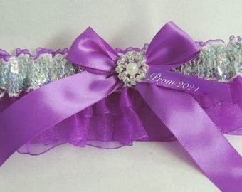 Purple Sequin Prom Garter, Custom Colors Prom Garter