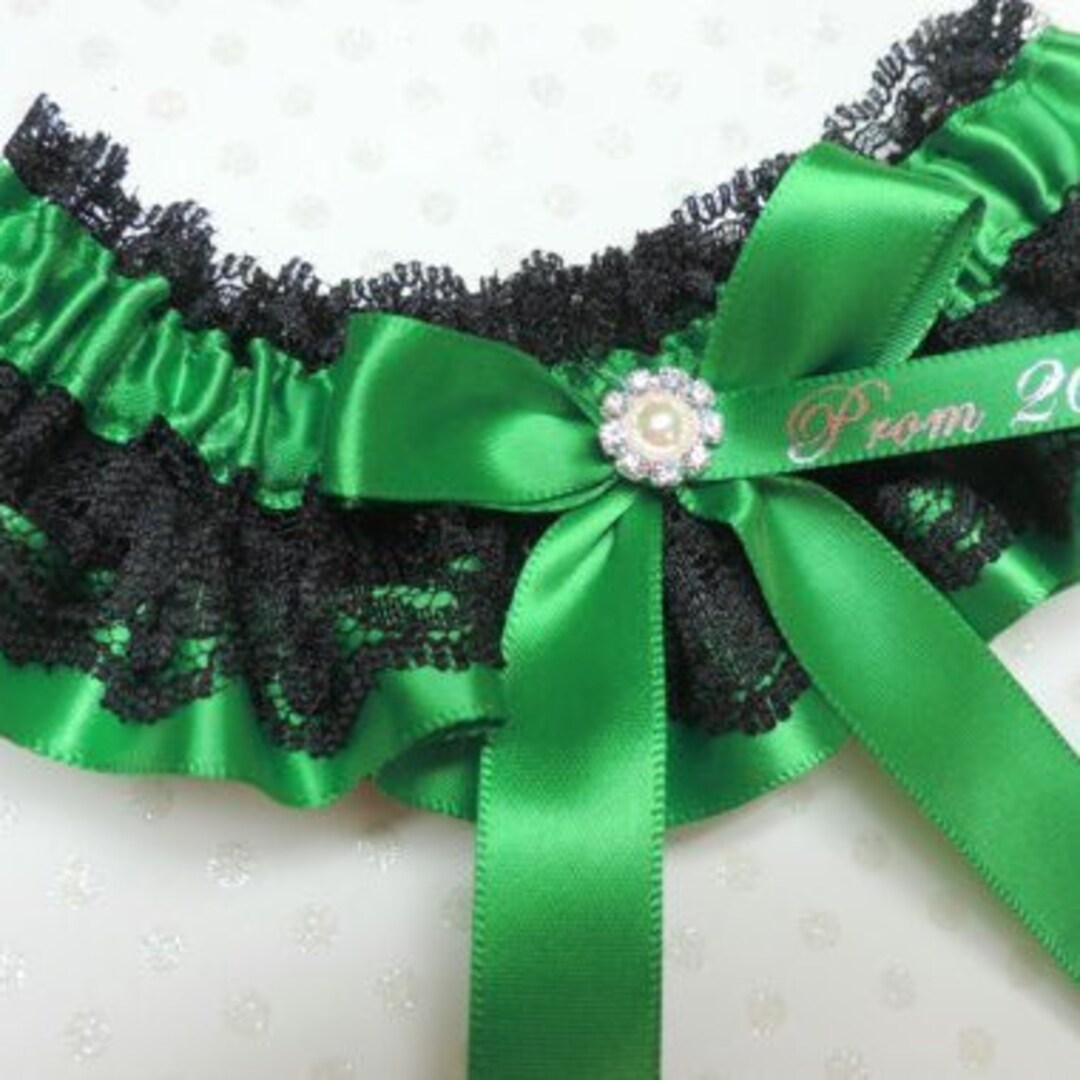 Emerald Green Prom Garter, Custom Color Prom Garter, Prom Garters Etsy
