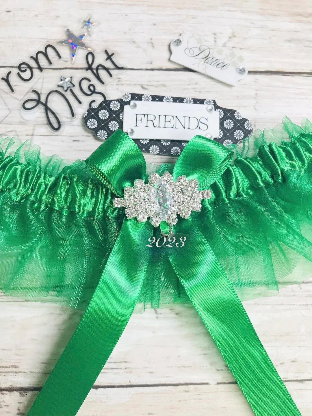 Emerald Green Prom Garter. Year Charm Prom Garter. Prom Etsy