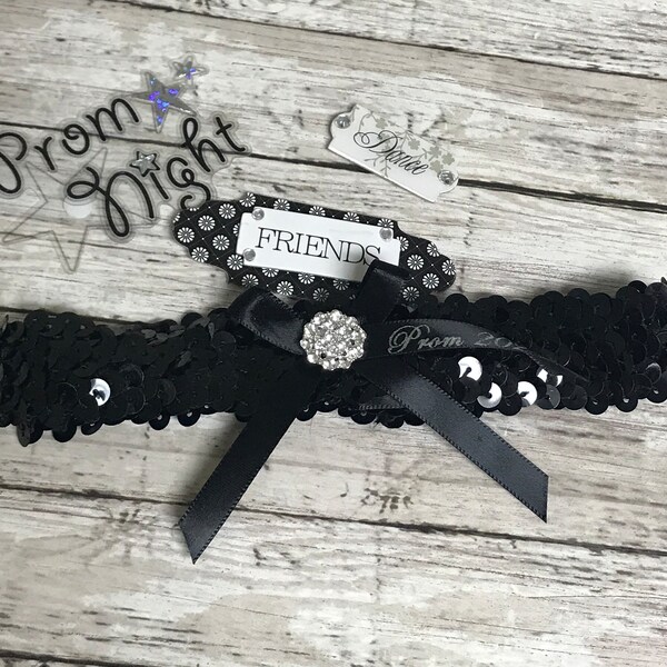 Black Sequin Prom Garter,  Black Sequin Garter,  Prom Garters,  Garter for Prom,  Black Dance Garter