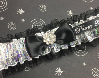 Black silver prom garter,  Black prom garter,  Prom garters