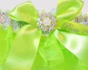 Prom Garters, Bright Lime Sequin Prom Garter