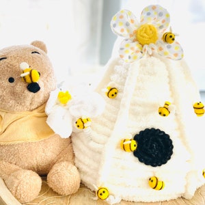 Pooh bee hive diaper cake