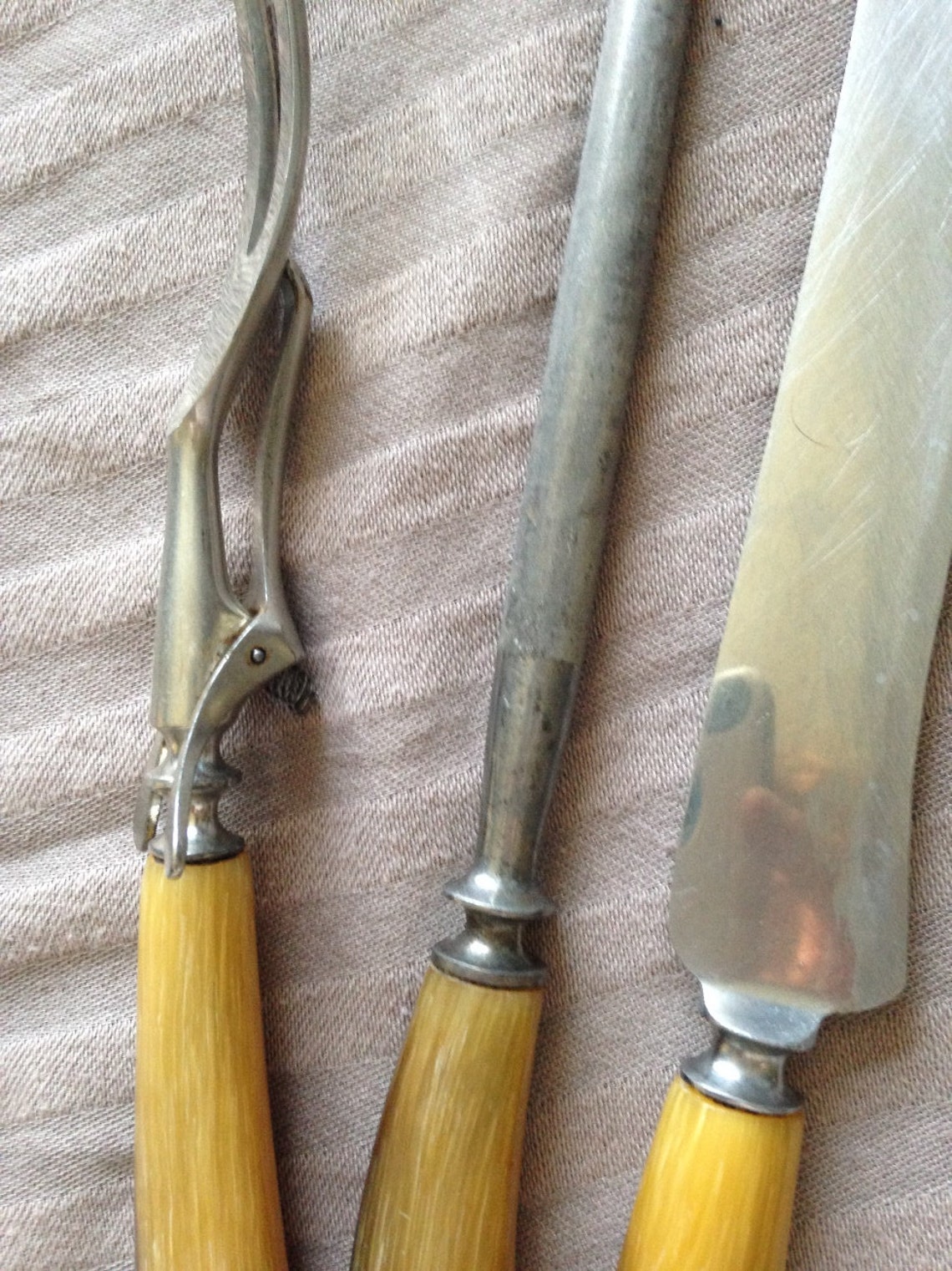 Vintage Bone Handle Carving Set Etsy
