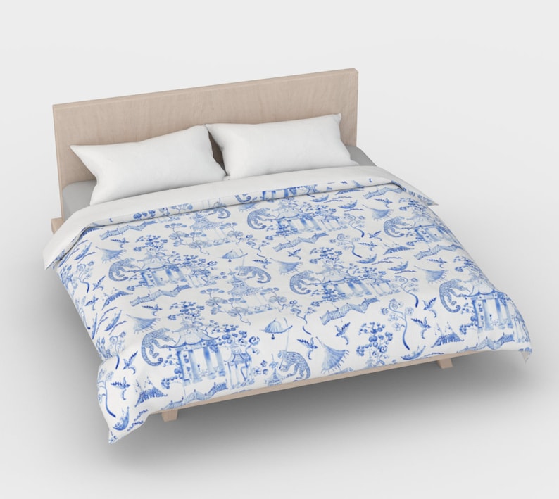 Chinoiserie Duvet Cover hand Painted Watercolour Etsy