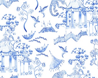 Chinoiserie Art "Watercolour Chinoiserie" Seamless Pattern | Hand Painted Clip Art, Surface Pattern, Creative to Print on Your End Products