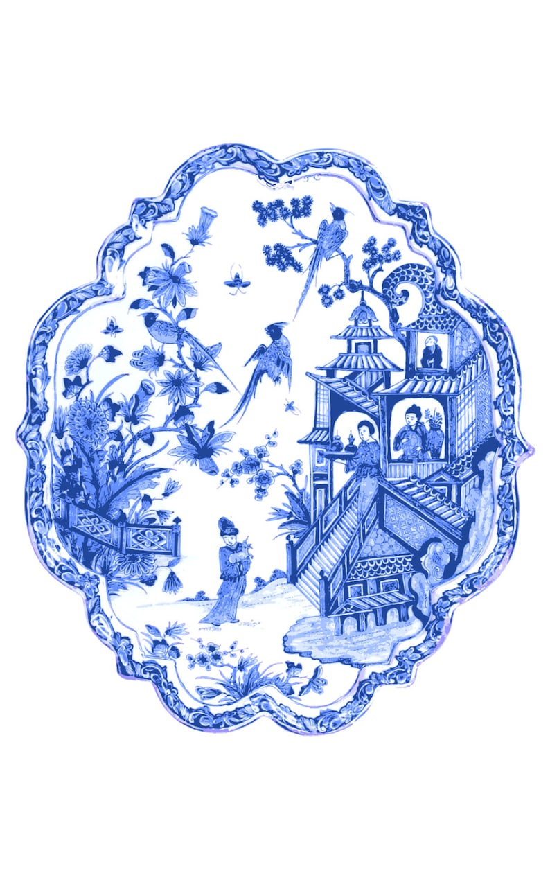 Chinoiserie Blue and White Art Print Printable DIY Art for Etsy
