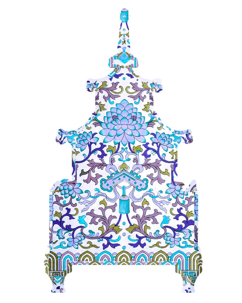 Blue Chinoiserie Art Print Printable Pagoda With Blue - Etsy