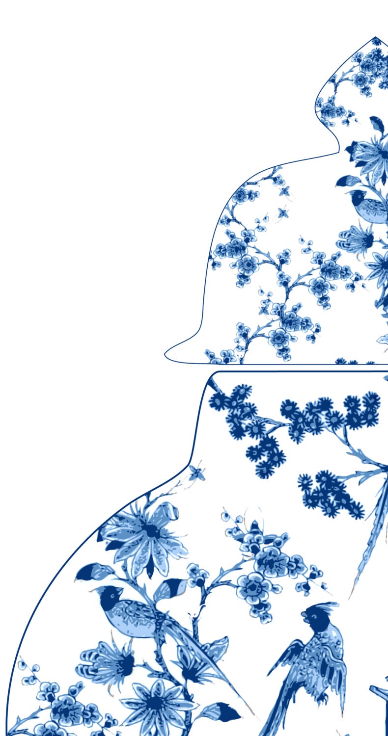 Blue and White Chinoiserie Toile Ginger Jar Art Print Etsy