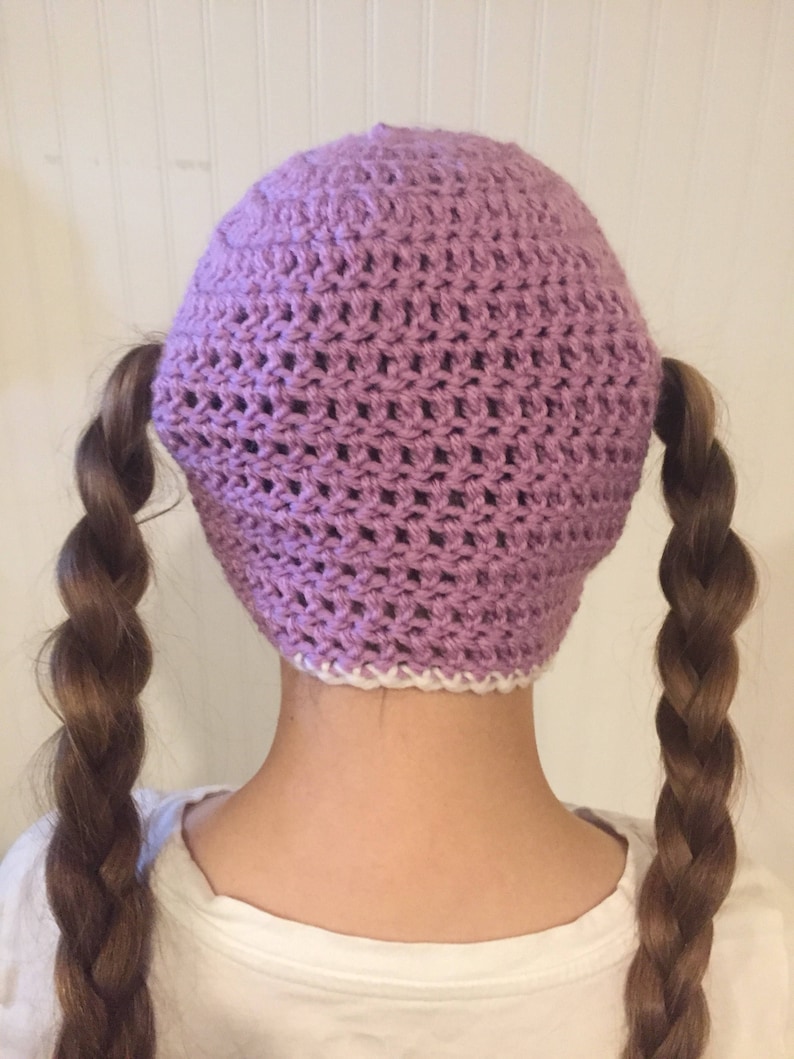 PIGTAIL GIRL HAT Adorable Crocheted Beanie Allows Pigtails to | Etsy