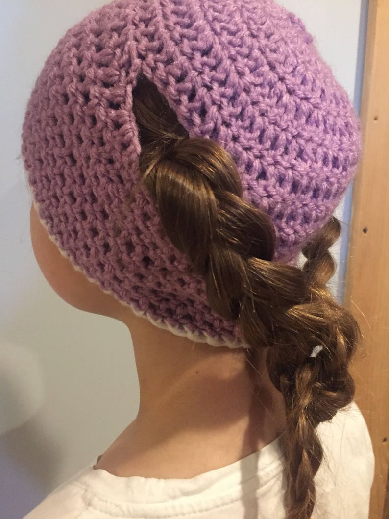 PIGTAIL GIRL HAT Adorable Crocheted Beanie Allows Pigtails to | Etsy