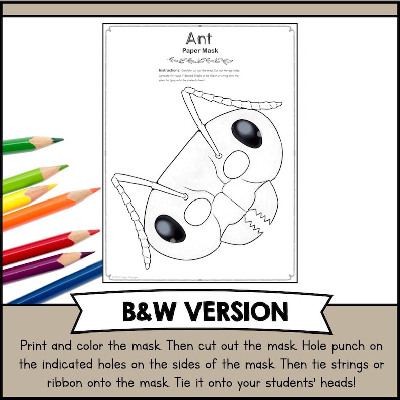 PRINTABLE Ant Mask Craft Template | DIY Animal Face PDF | Fun Paper ...