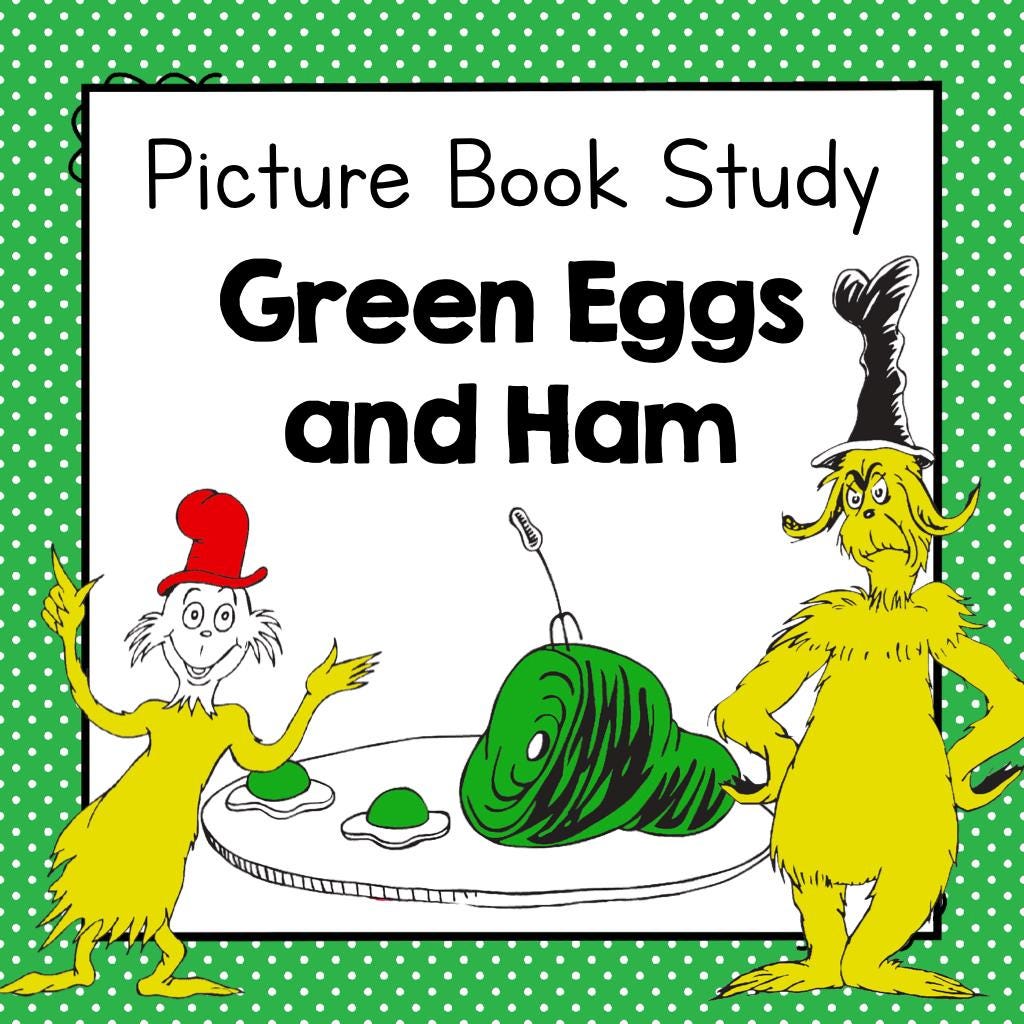 Green Eggs and Ham BOOK STUDY PDF – No-Prep Printable Activities, Crafts & Worksheets for Preschool, Kindergarten and 1st Grade