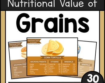 Grain Nutrition Posters | Nutrition Facts Charts PDF | Healthy Eating Classroom Decor | Vitamins & Minerals Food Science Printable
