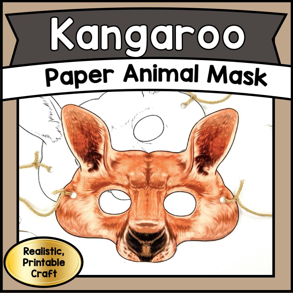 Printable KANGAROO Mask Template | DIY Paper Craft Animal PDF | Kids ...