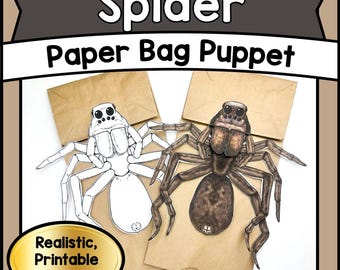 DIY SPIDER Paper Bag Puppet PDF | Printable Kids Craft Template | Fun Educational Activity for Preschool & Classroom – Fine Motor Skills