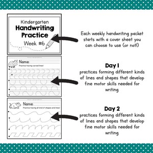 KINDERGARTEN HANDWRITING CURRICULUM Printable - 30 Weeks Writing Worksheets Pdf - Homeschool Tracing Practice For Early Learners image 3