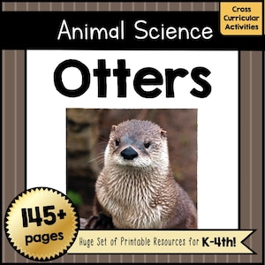 MATERIAL IMPRIMIBLE: Todo sobre las nutrias en una unidad didáctica de ciencias animales de más de 140 páginas en PDF / Hojas de trabajo, manualidades, pósteres y actividades sobre nutrias para niños de preescolar a 4.º grado