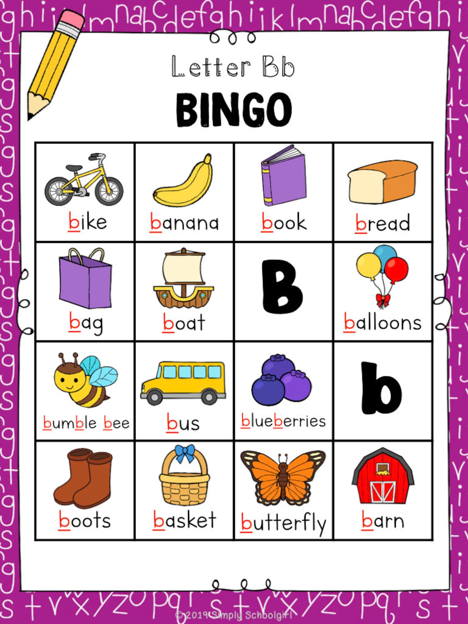 Letter B Bingo Game (Instant Download) - Etsy