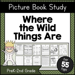 Estudio del libro "Donde viven los monstruos" / Actividades de alfabetización sin preparación, hojas de trabajo, manualidades y guía para docentes de preescolar y jardín de infantes.