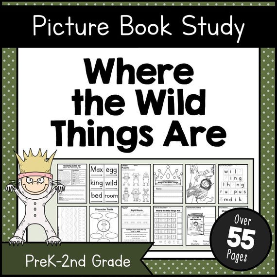 Where The Wild Things Are Book Study | No-Prep Literacy Activities, Worksheets, Crafts & Teacher Guide For Preschool | Kindergarten Activity