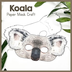 Printable Koala Face Mask | Creative Paper Craft Template | Animal Theme Paper Mask | Fun Activity For Jungle Party Or Educational Gift