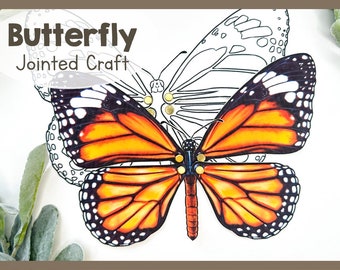 Butterfly Paper Bag Puppet | Articulated Paper Butterfly Template | Great Educational Spring Craft For Kids | Printable Nature Craft