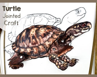 Articulated Turtle Craft Kit | Printable Turtle Template | Flexible Animal Joint Paper Model | Animal Crafting Activity | Paper Turtle Model