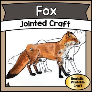 Kit de plantillas de títeres de zorro articulados imprimibles / Animal del bosque DIY (PDF) / Juego creativo para niños y proyecto de aula