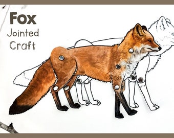 Printable Jointed Fox Puppet Craft | Articulated Animal Template For Kids'  Wildlife Enthusiasts Creativity | Easy To Assemble Fox Template