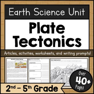 Unità di studio sulle placche tettoniche stampabile • Schede di lavoro, spunti di scrittura e attività di scienze della Terra in formato PDF • Progetti Pangea • PDF per la seconda-quinta elementare